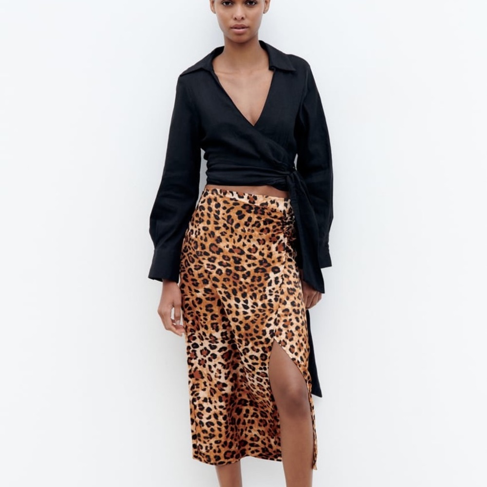 Zara, Leopard Animal Print Maxi Pencil Skirt Sz Large NWT